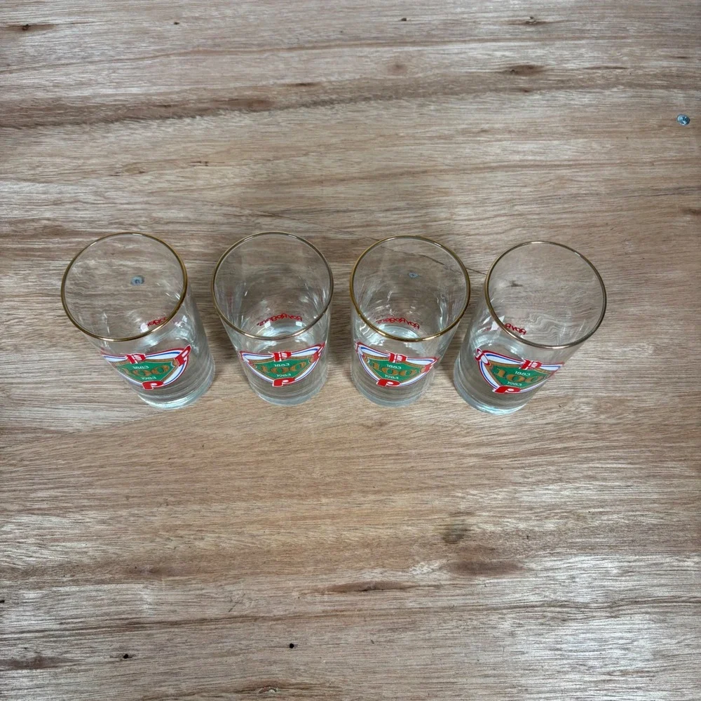 Vintage Philadelphia Phillies 100th Anniversary Glasses Roy Rogers 1983 Set of 4